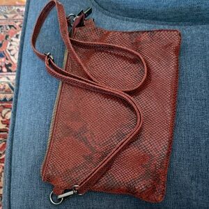 Red Textured Crossbody Bag